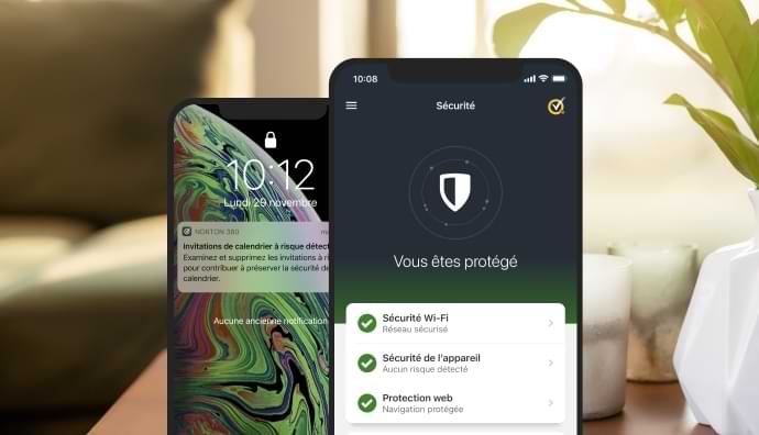 L'app Mobile Security affichée sur deux appareils mobiles
